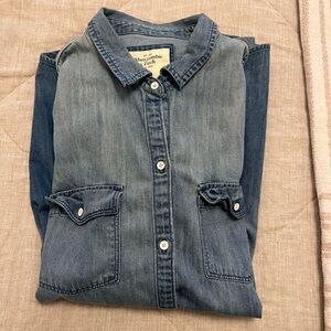 Abercrombie & Fitch Women's Blue Denim Shirt